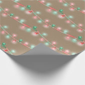 Rustic Kraft Red Green Christmas Tree String Light Geschenkpapier (Ecke)