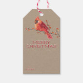 Rustic Kraft Red Kardinal Berries Frohe Weihnachte Geschenkanhänger (Vorderseite)