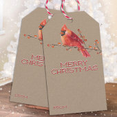Rustic Kraft Red Kardinal Berries Frohe Weihnachte Geschenkanhänger