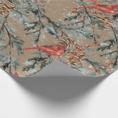 Rustic Kraft Red Kardinal Juniper Branches Berries Geschenkpapier (Ecke)