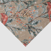Rustic Kraft Red Kardinal Juniper Branches Berries Seidenpapier (Detail)