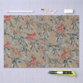 Rustic Kraft Red Kardinal Juniper Branches Berries Seidenpapier (Handwerk)