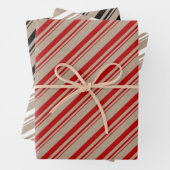 Rustic Kraft Red White Black Candy Stripes Geschenkpapier Set (Beispiel)