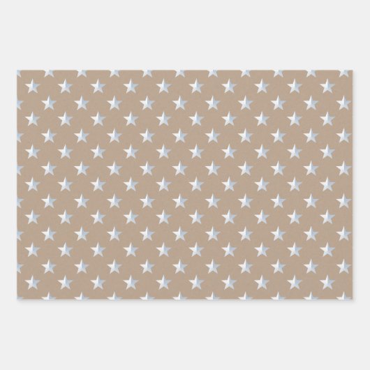 Rustic Kraft Red White & Blue US Flag Stars Geschenkpapier Set (Vorderseite 3)