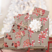Rustic Kraft Red Winter Berries Geschenkpapier Set