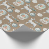 Rustic Kraft Reindeer Snow Globe Baby Kleinkind Geschenkpapier (Ecke)