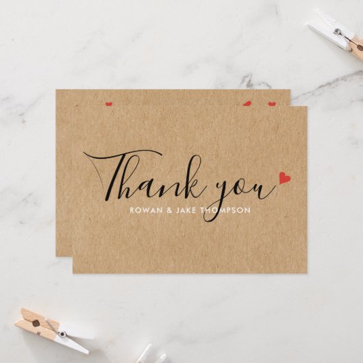 Rustic Kraft Ruby Red Liebe Herzlichen Dank Karte (Vorderseite/Rückseite Beispiel)