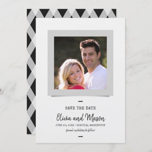 Rustic Kraft Schrift Script-Foto Save the Date (Vorne/Hinten)