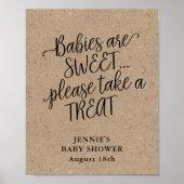 Rustic Kraft Script Baby Dusche Gefallen Display Poster (Vorne)