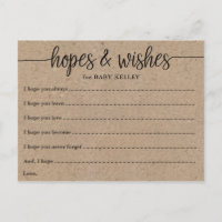 Rustic Kraft Script Baby Hopplenkarte