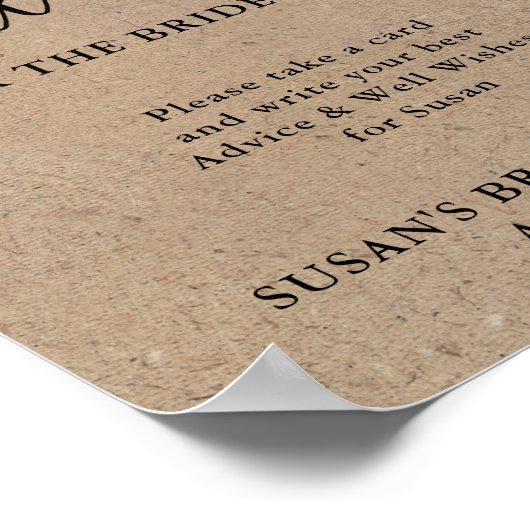 Rustic Kraft Script Brautparty Advisor & Wishings Poster (Ecke)