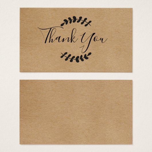 Rustic Kraft Script danke Karte (Vorne & Hinten)