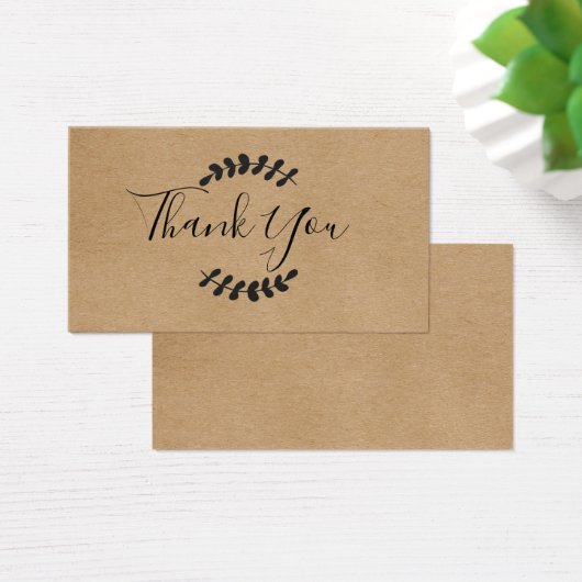 Rustic Kraft Script danke Karte (Schreibtisch)