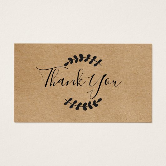 Rustic Kraft Script danke Karte (Vorderseite)