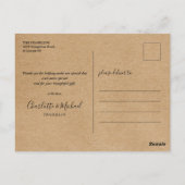 Rustic Kraft Script Foto Hochzeit Vielen Dank Postkarte (Rückseite)