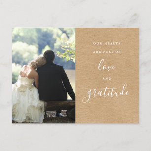 Rustic Kraft Script Foto Hochzeit Vielen Dank Postkarte