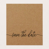 Rustic Kraft Script, Foto Save the Date Card Visitenkarten (Außenseite Aufgefaltet)