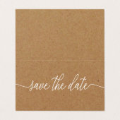 Rustic Kraft Script, Foto Save the Date Card Visitenkarten (Außenseite Aufgefaltet)