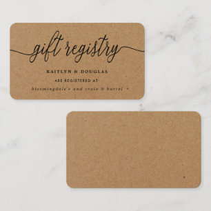 Rustic Kraft Script Gift Registry Begleitkarte