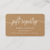 Rustic Kraft Script Gift Registry Begleitkarte (Vorderseite)
