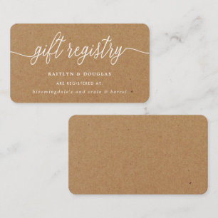 Rustic Kraft Script Gift Registry Begleitkarte
