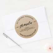 Rustic kraft Script Homemade Granola Label Runder Aufkleber (Umschlag)