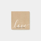 Rustic Kraft Script Liebe Personalisiert Name Post-it Klebezettel (Vorderseite)