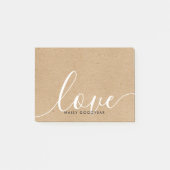 Rustic Kraft Script Liebe Personalisiert Name Post-it Klebezettel (Vorderseite)