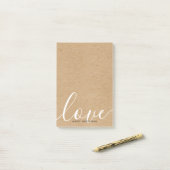 Rustic Kraft Script Liebe Personalisiert Name Post-it Klebezettel (Auf Schreibtisch)