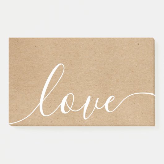 Rustic Kraft Script-Liebe Post-it Klebezettel (Vorderseite)
