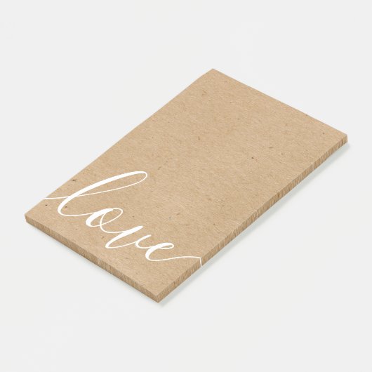 Rustic Kraft Script-Liebe Post-it Klebezettel (angewinkelt)