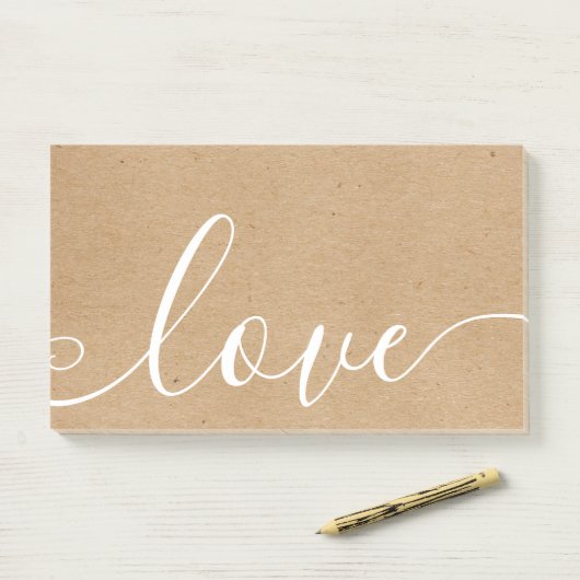 Rustic Kraft Script-Liebe Post-it Klebezettel (Auf Schreibtisch)