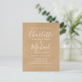 Rustic Kraft Signature Script Foto Wedding Einladungspostkarte (Stehend Vorderseite)