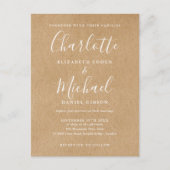 Rustic Kraft Signature Script Foto Wedding Einladungspostkarte (Vorderseite)