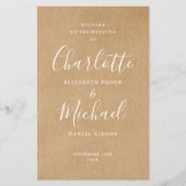 Rustic Kraft Signature Script Wedding Program (Vorderseite)