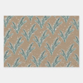 Rustic Kraft Silver Blue Spruce Winter Greenerie Geschenkpapier Set (Vorderseite)