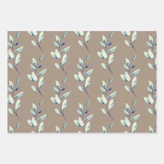 Rustic Kraft Silver Green Eucalyptus Sprigs Geschenkpapier Set (Vorderseite 3)