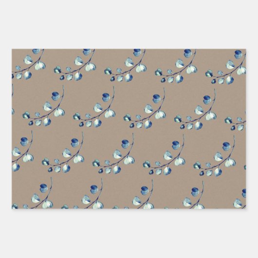 Rustic Kraft Silver Green Eucalyptus Sprigs Geschenkpapier Set (Vorderseite 2)