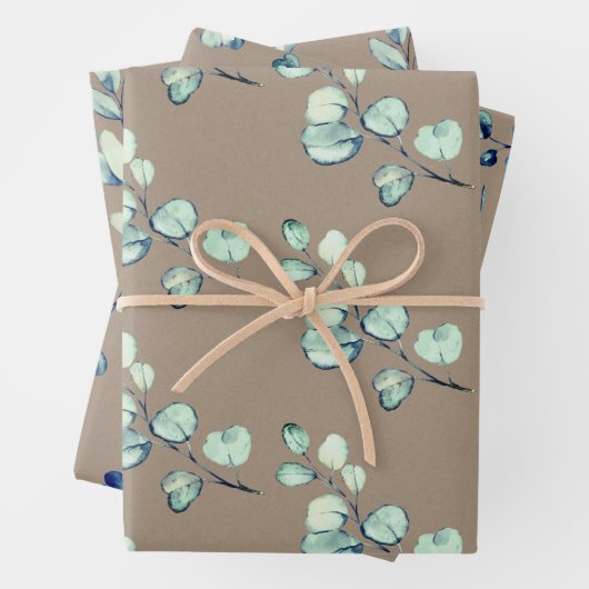 Rustic Kraft Silver Green Eucalyptus Sprigs Geschenkpapier Set (Beispiel)