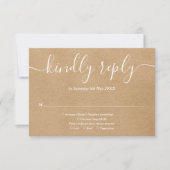 Rustic Kraft Simple Elegance Script RSVP Karte (Vorderseite)