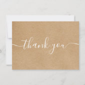 Rustic Kraft Simple Elegant White Script Dankeskarte (Vorderseite)