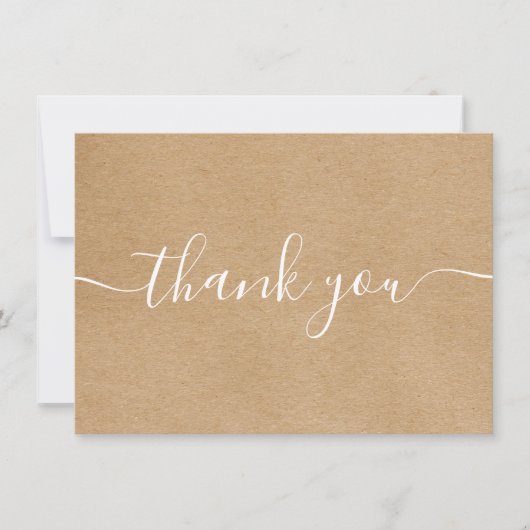 Rustic Kraft Simple Elegant White Script Dankeskarte (Vorderseite)