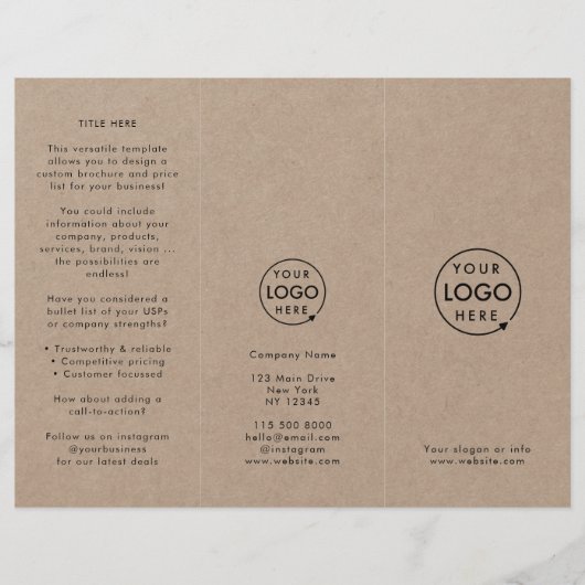 Rustic Kraft Simple Logo Trifold Broschüre (Vorderseite)
