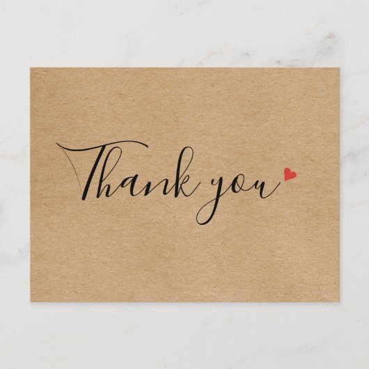 Rustic Kraft Simple Script Business Vielen Dank Postkarte (Vorderseite)