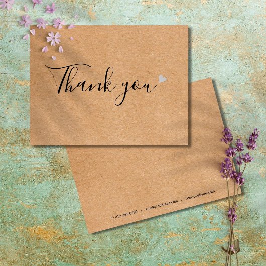 Rustic Kraft Simple Script Business Vielen Dank Postkarte
