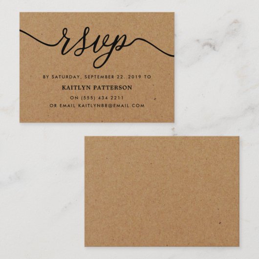 Rustic Kraft Simple Script UAWG Begleitkarte (Vorne/Hinten)