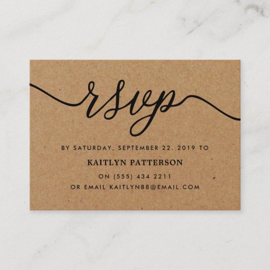 Rustic Kraft Simple Script UAWG Begleitkarte (Vorderseite)