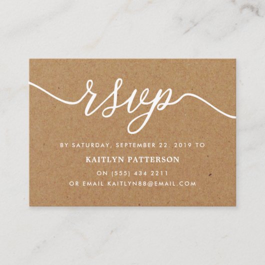 Rustic Kraft Simple Script UAWG Begleitkarte (Vorderseite)