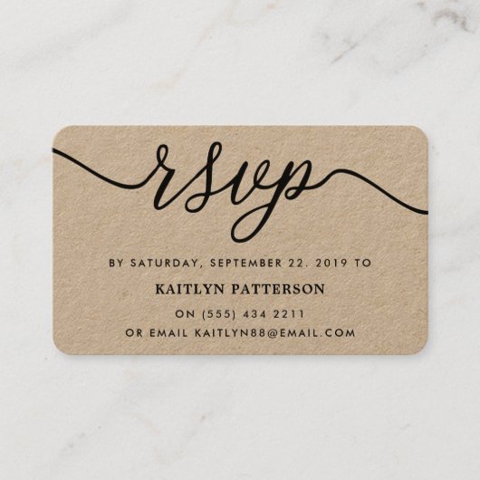 Rustic Kraft Simple Script UAWG Visitenkarte (Vorderseite)