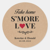 Rustic Kraft S'more Liebe Wedding Runder Aufkleber (Vorderseite)